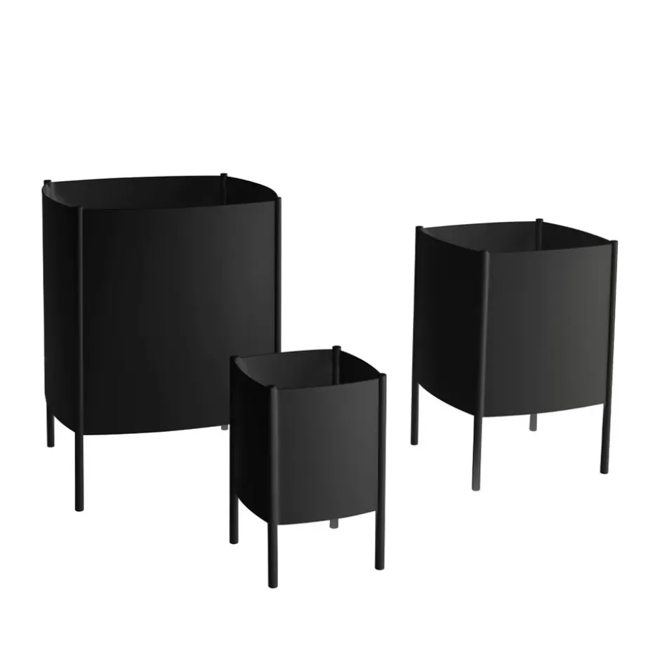 Maceta Konvex Pot, Negro, pequeña Ø23 cm