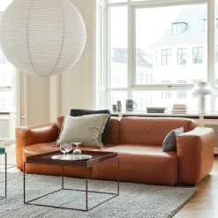 Mags Soft Low sofá de 3 plazas, Sense cognac-costura gris claro