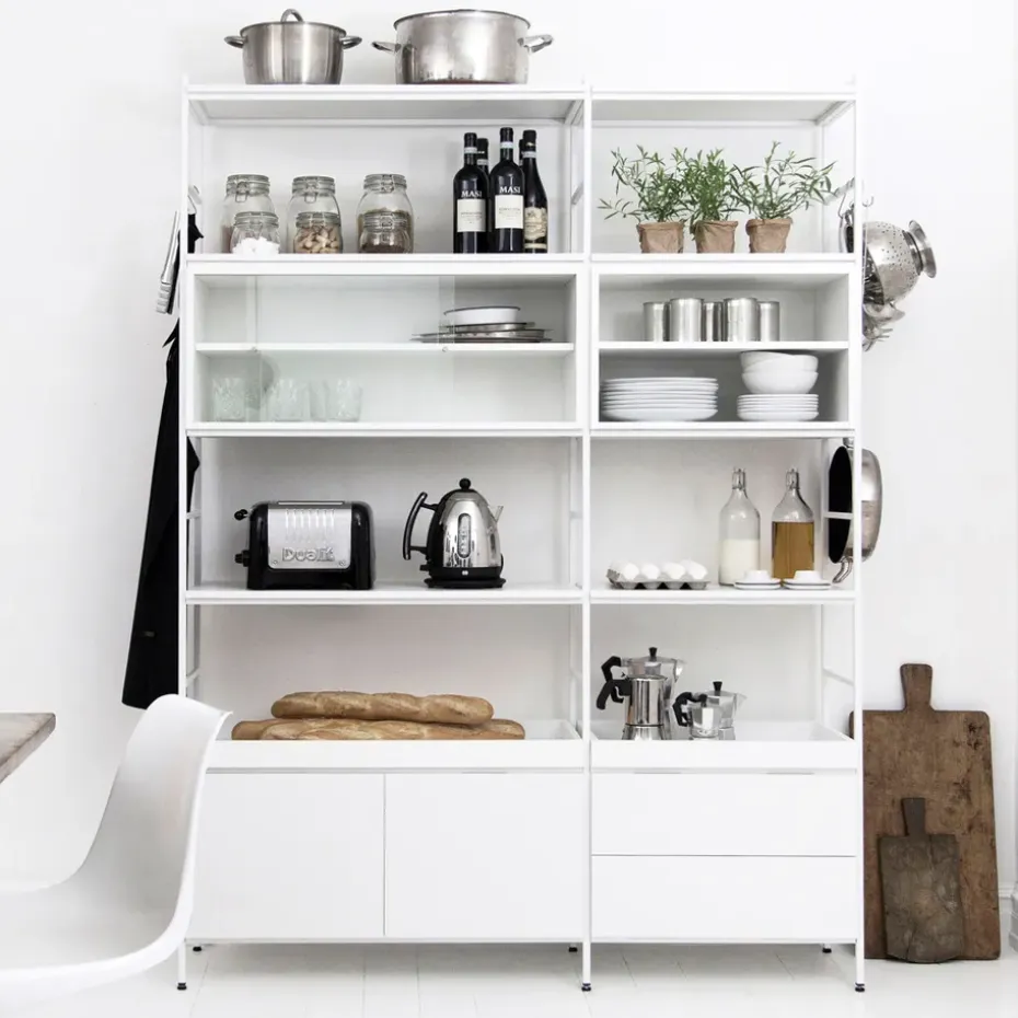 Módulo de aparador Molto 840, Blanco, incl. marco de metal blanco