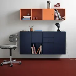 Módulo de estantería Line colgado en pared 1 puerta, New white 101