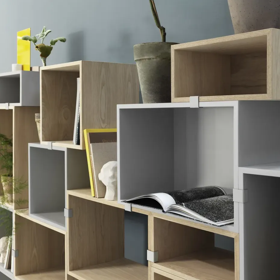 Módulo de estantería Stacked 2.0 con fondo, large, roble