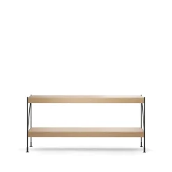 Módulo de estantería Zet, Natural oak, 1x2, black steel base