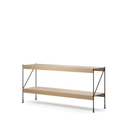 Módulo de estantería Zet, Natural oak, 1x2, black steel base