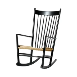 Mecedora J16, Natural - roble lacado negro