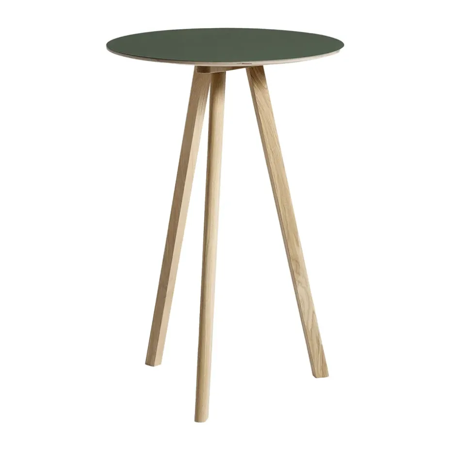 Mesa alta CPH20 2.0, Ø70 cm, Green linoleum-roble lacado