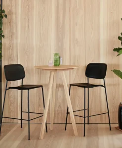 Mesa alta CPH20 2.0, Ø70 cm, Roble lacado-roble chapado