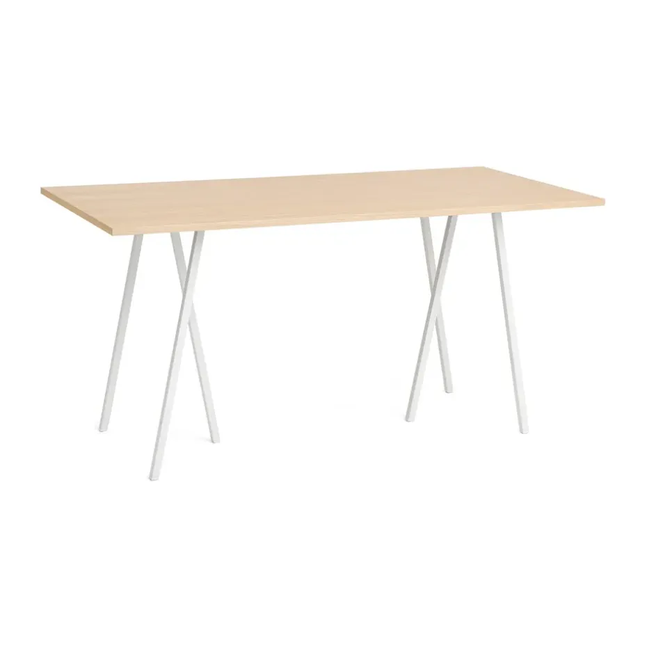 Mesa alta Loop Stand incl. support 92,5x200 cm, White-clear lacq. oak