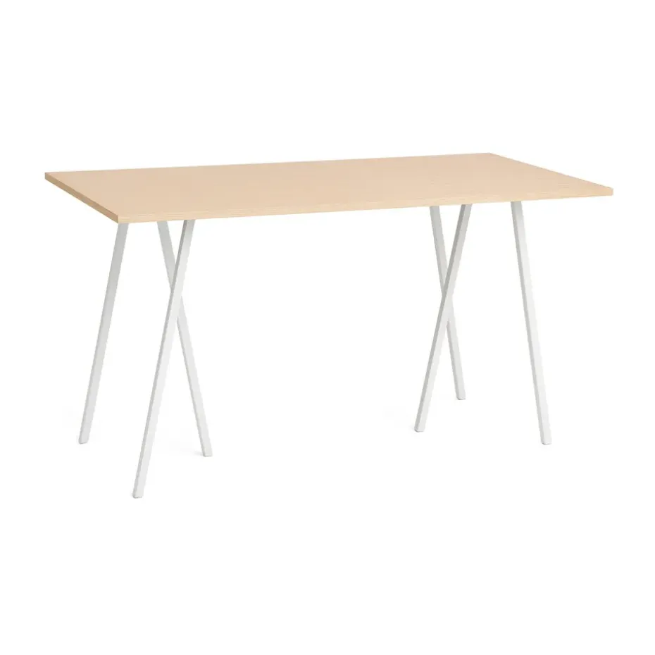 Mesa alta Loop Stand incl. support 87,5x180 cm, White-clear lacq. oak