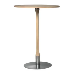 Mesa alta Rod Ø70 cm, Roble mate con acabado blanquecino