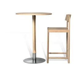 Mesa alta Rod Ø70 cm, Roble mate con acabado blanquecino