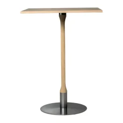 Mesa alta Rod 70x70 cm, Roble mate con acabado blanquecino