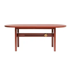 Mesa Ateljé, Roble-teñido de rojo-pomo en roble