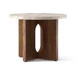 Mesa Auxiliar Androgyne de nogal Ø50 cm, Tablero Kunis Breccia