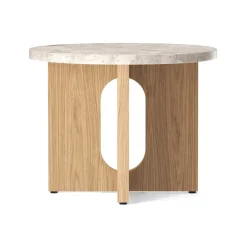 Mesa Auxiliar Androgyne de roble Ø50 cm, Tablero Kunis Breccia