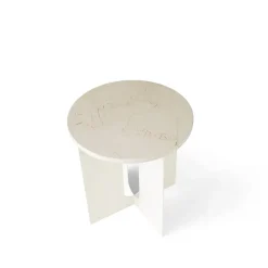 Mesa auxiliar Androgyne, Marble ivory, ø42 cm, base de acero ivory