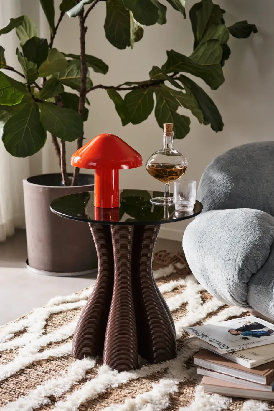 Mesa auxiliar Anemone Ø50 cm, Chocolate