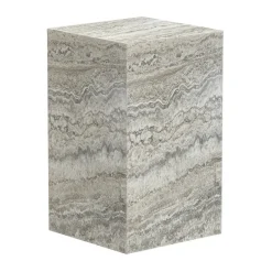 Mesa auxiliar Cubism, Tufo plateado, 30x30x50 cm