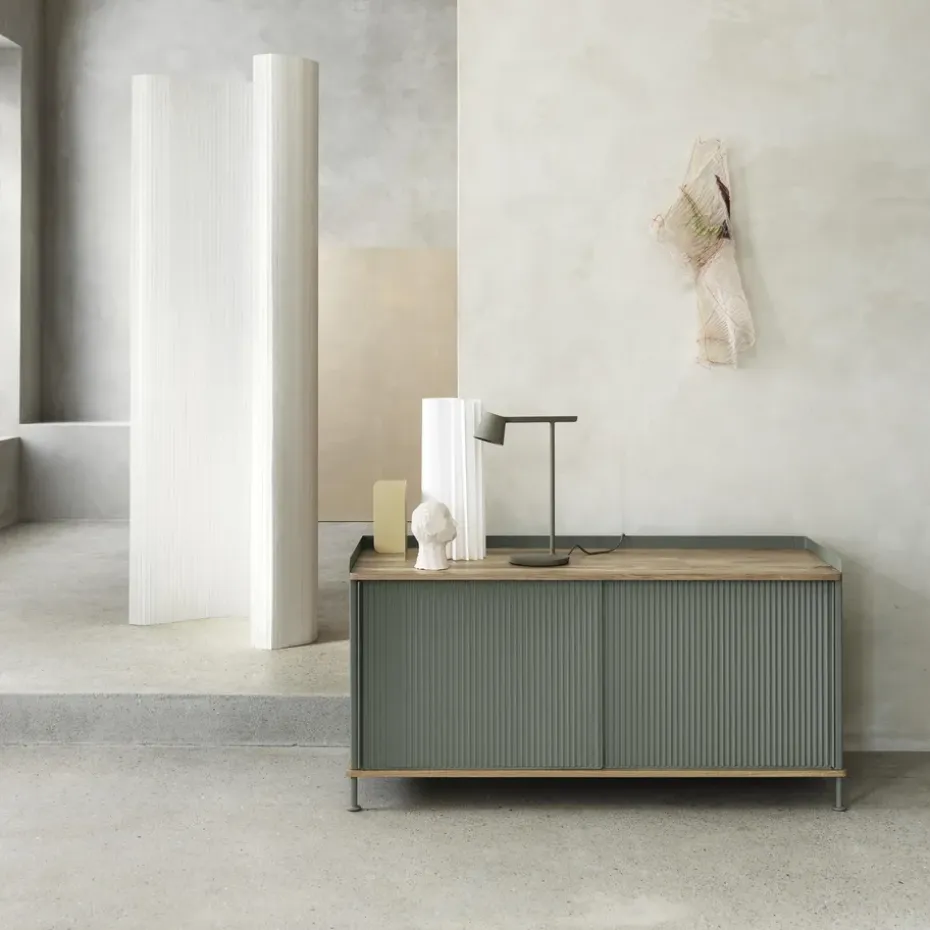 Mesa auxiliar Enfold baja 125x45x63 cm, Oak-Dusty green