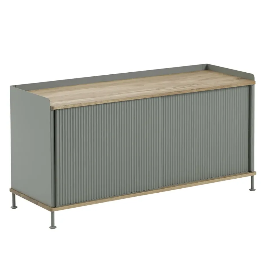 Mesa auxiliar Enfold baja 125x45x63 cm, Oak-Dusty green