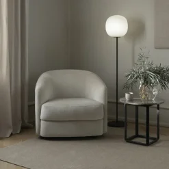 Mesa auxiliar Florence, mármol negro marquina, ø50 cm, soporte negro