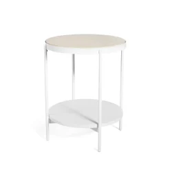 Mesa auxiliar Lene, Blanco, alto, chapa de fresno pigmentado blanco