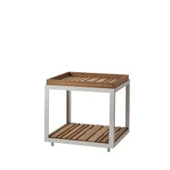 Mesa auxiliar Level, Teak, soporte blanco
