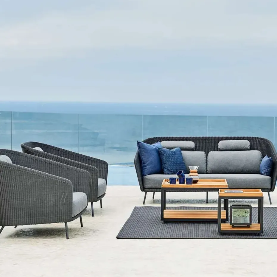 Mesa auxiliar Level, Teak-soporte lava grey