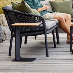 Mesa auxiliar Mega, Teak-soporte lava grey