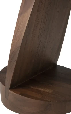 Mesa auxiliar Oblic Ø52 cm, teca tintada en marrón