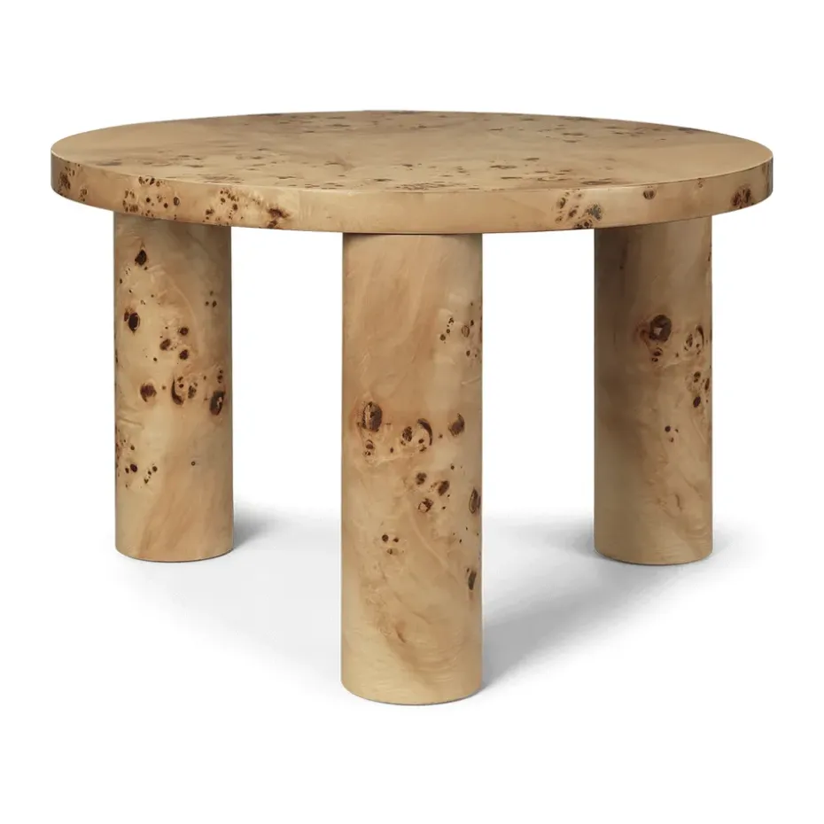 Mesa auxiliar Post small Ø65 cm, Burl veneer