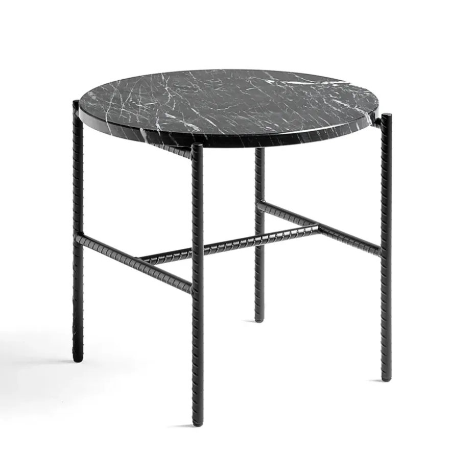 Mesa auxiliar Rebar Ø45 cm, Black marble-black