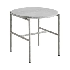 Mesa auxiliar Rebar Ø45 cm, Grey marble-fossil