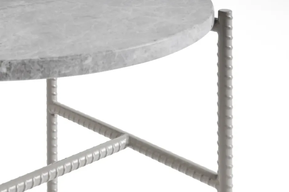 Mesa auxiliar Rebar Ø45 cm, Grey marble-fossil