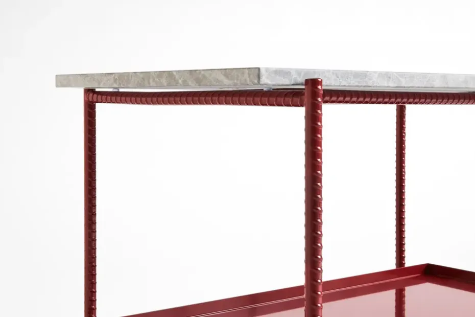 Mesa auxiliar Rebar 75x44x55 cm, Grey marble-barn red