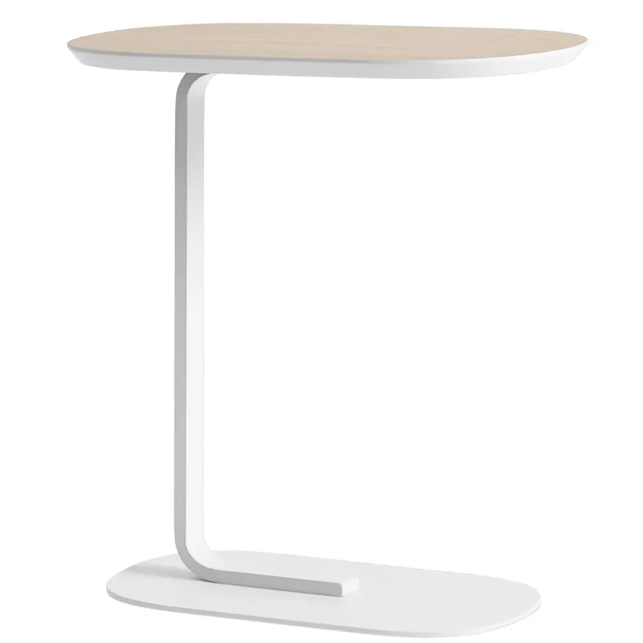 Mesa auxiliar Relate 60,5 cm, roble, blanco