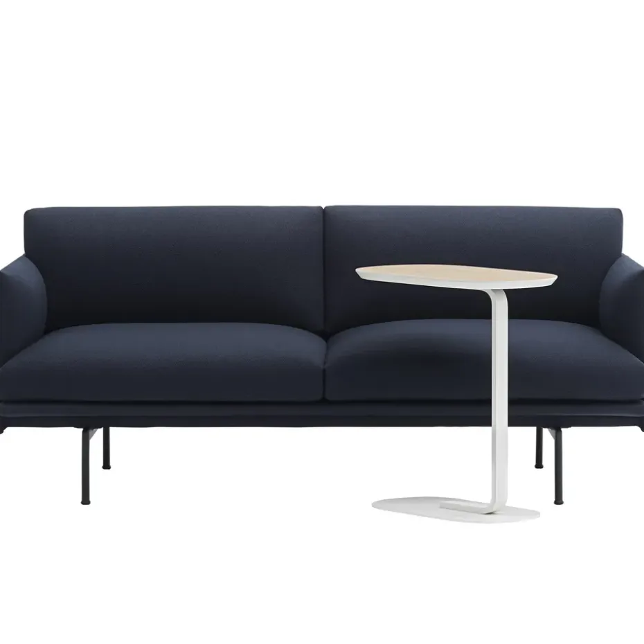 Mesa auxiliar Relate 60,5 cm, roble, blanco