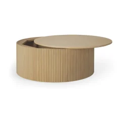 Mesa auxiliar Roller Max redonda, Roble, Ø80 cm