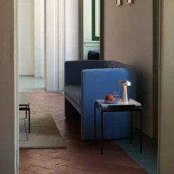 Mesa auxiliar Sett LN11, Bianco carrara-dark chrome