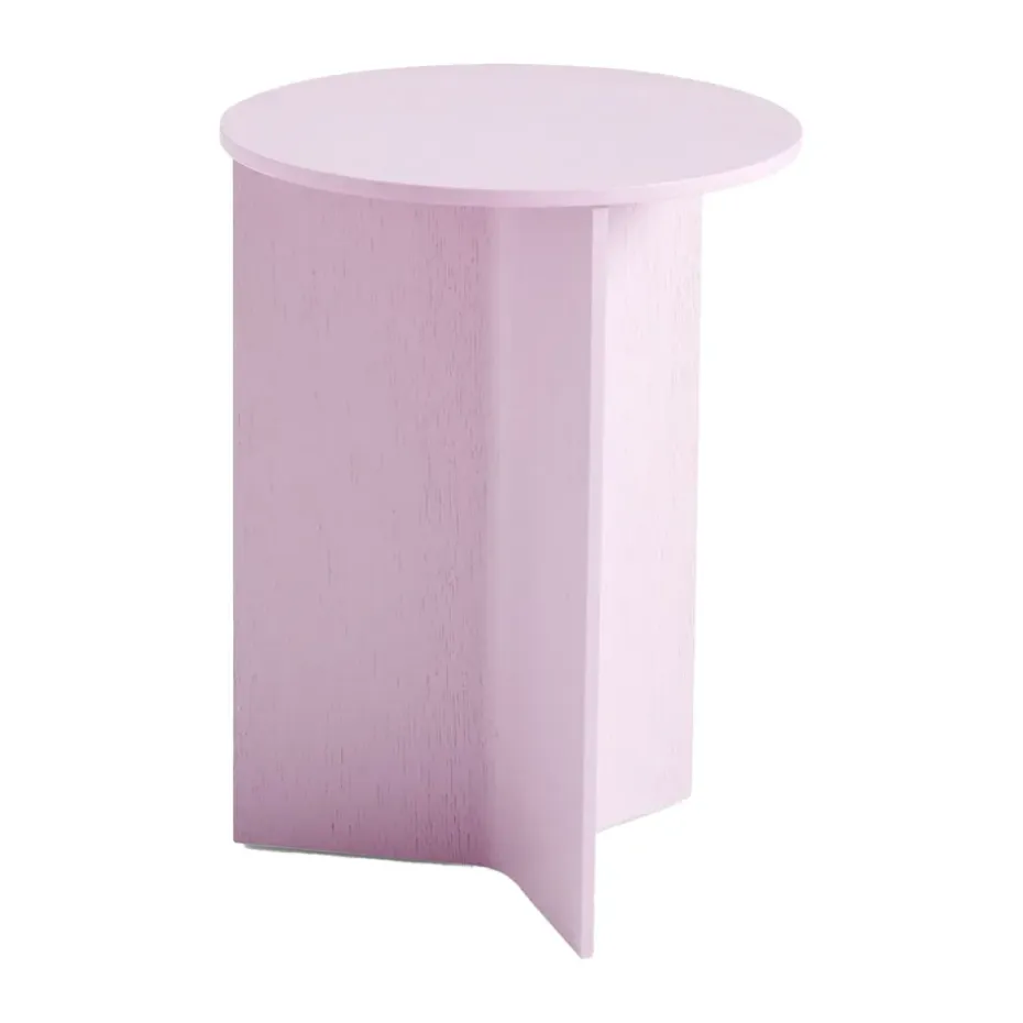 Mesa auxiliar Slit high Ø35 cm, Pink lacquered oak