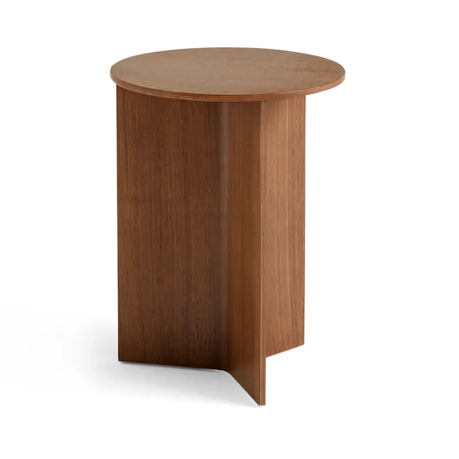 Mesa auxiliar Slit high Ø35 cm, Lacquered walnut