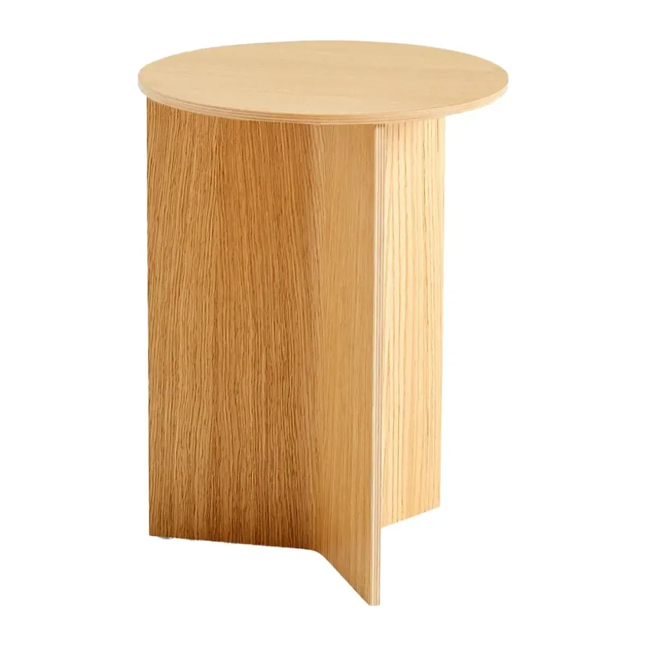 Mesa auxiliar Slit high Ø35 cm, Lacquered oak