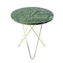 Mesa auxiliar Tall mini O Ø50 H50, base latón, mármol verde