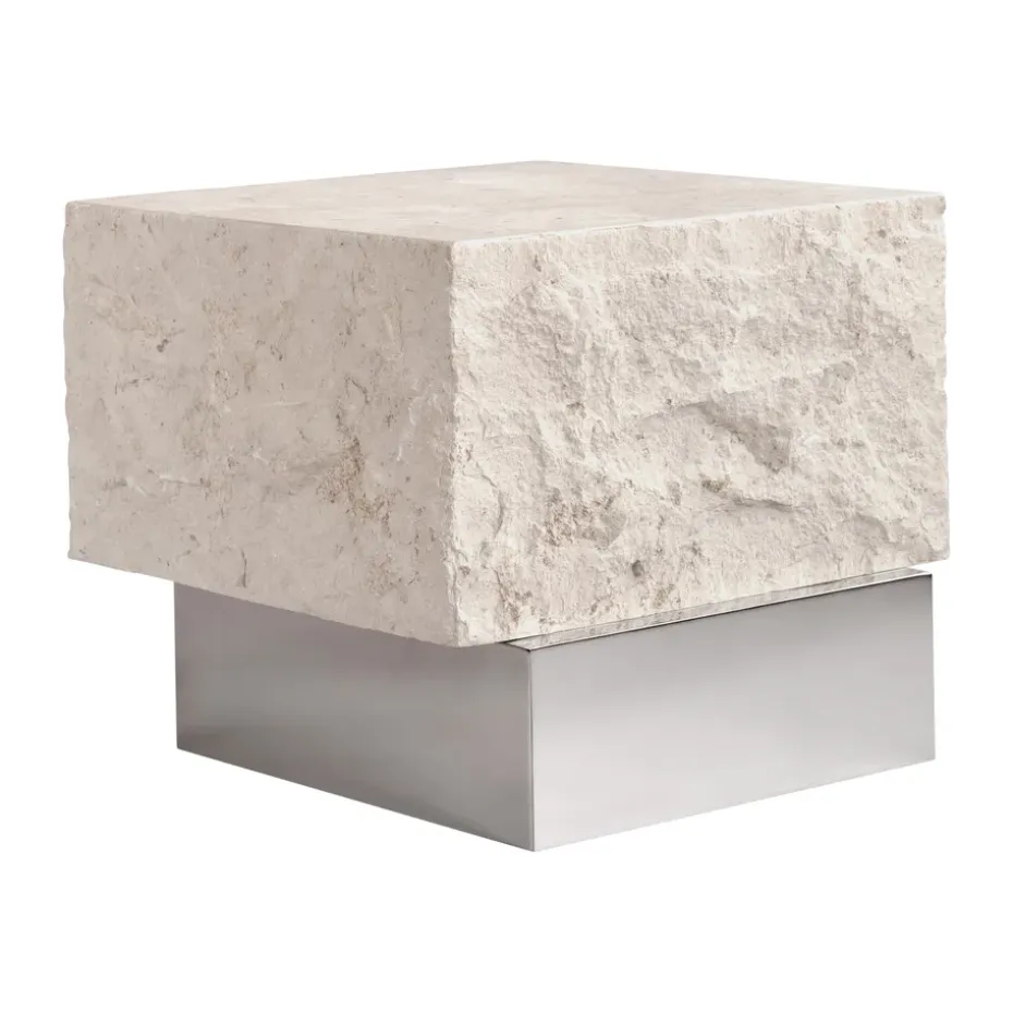 Mesa auxiliar Temple low 42x40 cm, Chrome-limestone