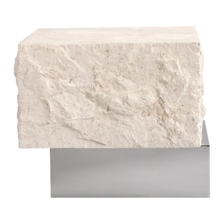 Mesa auxiliar Temple low 42x40 cm, Chrome-limestone