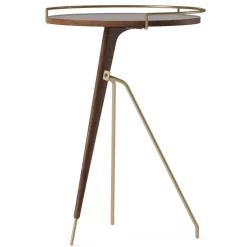 Mesa auxiliar Umanoff nogal-latón pulido, 60 cm