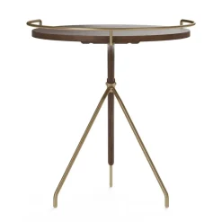 Mesa auxiliar Umanoff nogal-latón pulido, 45 cm