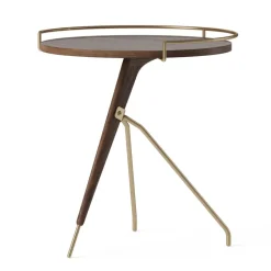 Mesa auxiliar Umanoff nogal-latón pulido, 45 cm