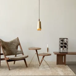 Mesa auxiliar Umanoff nogal-latón pulido, 45 cm