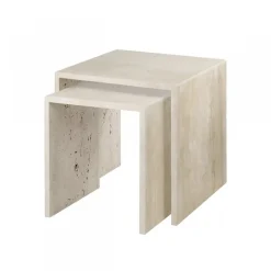 Mesa auxiliar Varu 2 piezas, Travertine