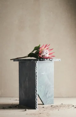 Mesa auxiliar Verde Ø40 cm, Mármol verde